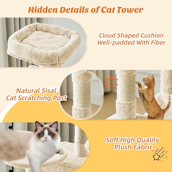 DUMOS Small 44 Inch Cat Tree Tower, Cat Climbing Tower - Image 4