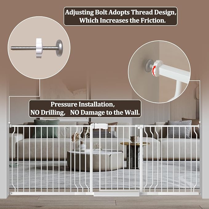 WAOWAO Baby Gate 29.13-43.3" Extra Wide Pressure Mounted Walk Through Swing - Image 6