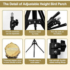 16-63 Inch Height Adjustable Bird Perch Pepper Wood Bird Training Perch Stand - Image 5