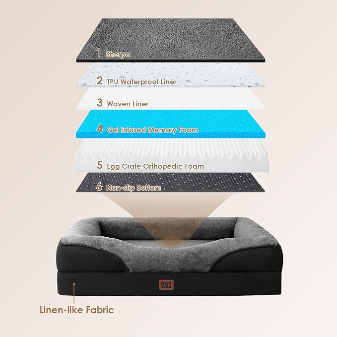 EHEYCIGA Orthopedic XL Dog Bed for Large Sized Dog, Waterproof Liner & Washable - Image 2