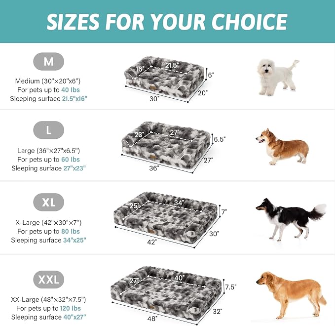Faux Fur Orthopedic Dog Bed, Extra Large Dog Bed, Supportive Foam Pet Sofa - Image 3