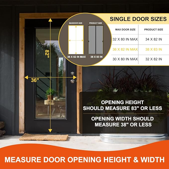 Fiberglass Magnetic Screen Door Fit Door Size 36 x 82 in, Screen Itself - Image 2