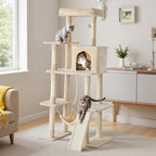 DUMOS Large 63in Cat Tree Tower, Natural Sisal Scratching Posts, Extended - Image 7