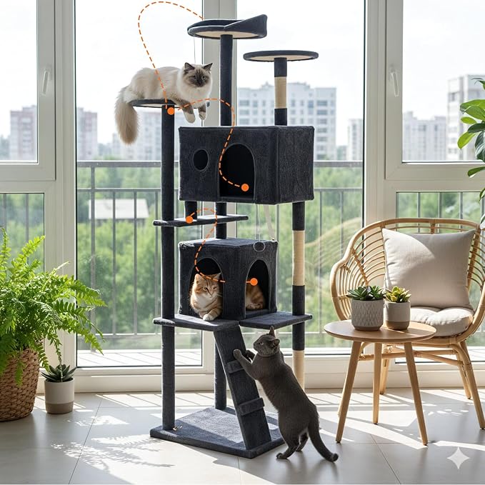 Sweetcrispy 70 Inch Cat Tree Tower, Indoor Cat Condo - Image 7