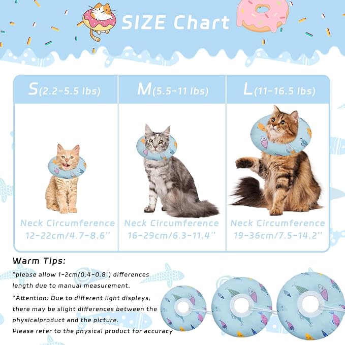 Cat Cone Collar Soft, Kitten Spay Soft Cones to Stop Licking, Cat Neck Donut - Image 2