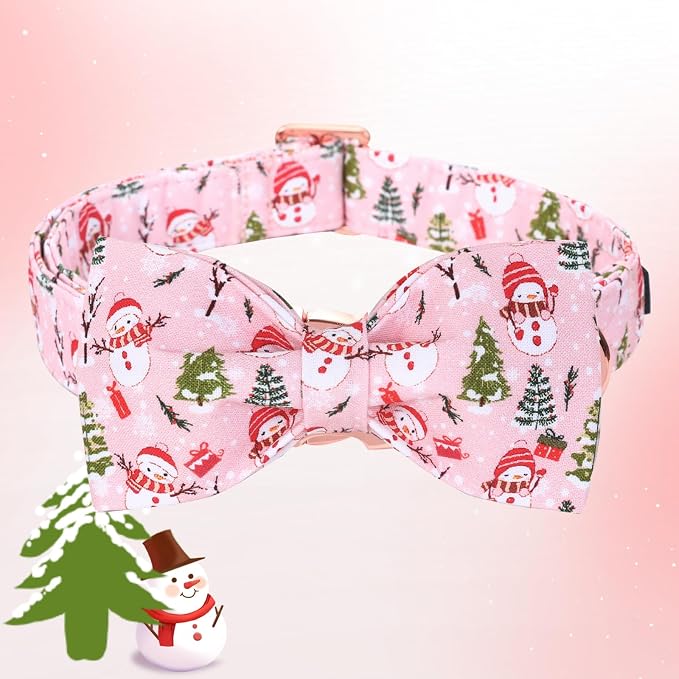 Christmas Dog Collar, Christmas Tree and Snowman Print Cute Winter Holiday - Image 4
