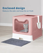 Cat Litter Box with Litter Mat and Scoop, Large Covered Litter Box with Lid - Image 7