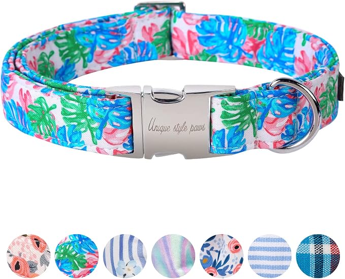 Unique Style Paws Metal Buckle Banana Leaves Dog Collar, Durable & Cute by Uniquestylepaws