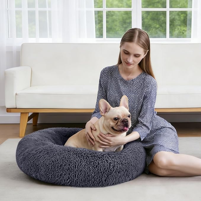 MIXJOY Orthopedic Dog Bed Comfortable Donut Cuddler Round Dog Bed Ultra Soft - Image 7