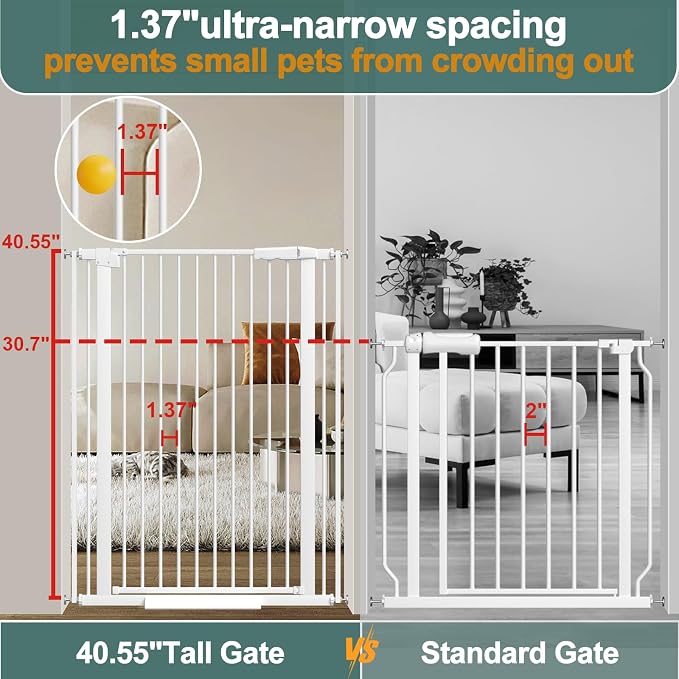 40.55" Tall, 30.11-34.05 Inch Wide, 1.37" Ultra Narrow Spacing Dog Pet Baby - Image 2
