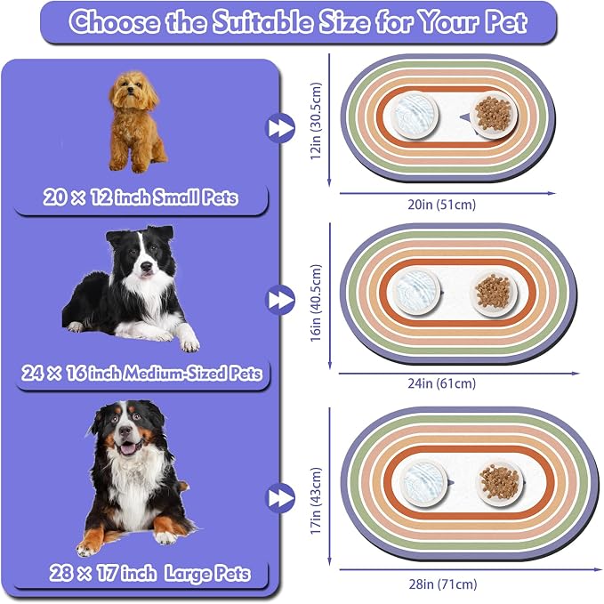 Dog Feeding Mat 24''x16'', Absorbent Pet Food Mat, No Stains Quick Dry Pet - Image 3