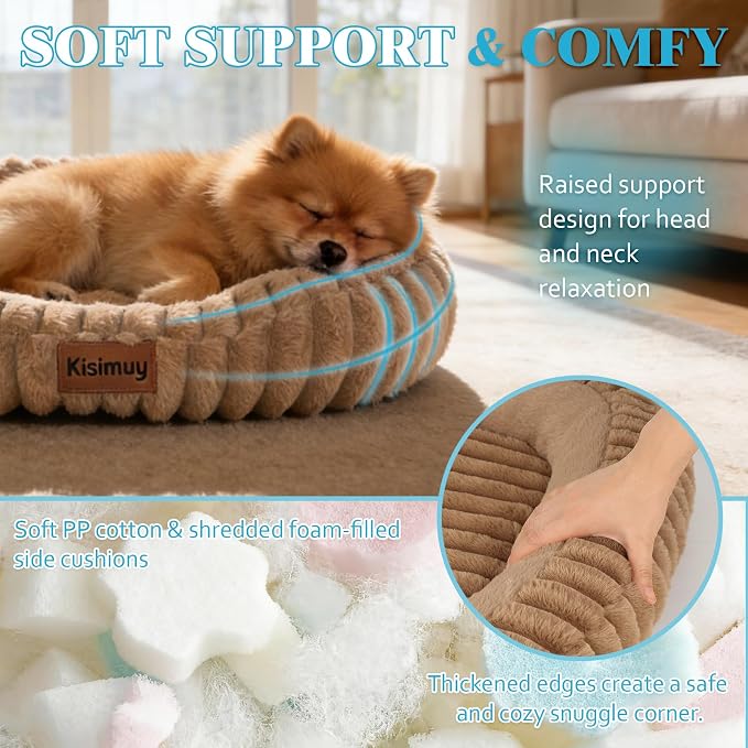 Cute Washable Dog Bed for Small Dogs -Soft Plush Calming Puppy & Cat Bed - Image 3