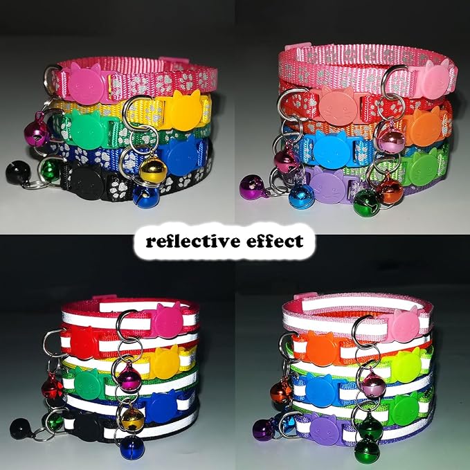 Pink Breakaway Cat Collar with Bells, Break Away Kitten Collar with Bells - Image 3