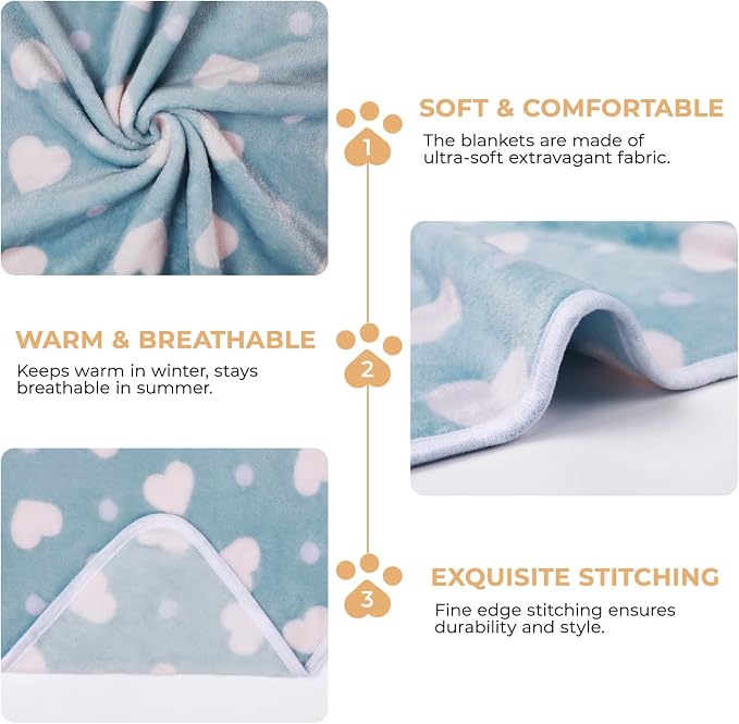 1 Pack 3 Blankets Super Soft Cute Dot Pattern Pet Blanket Flannel Throw - Image 5