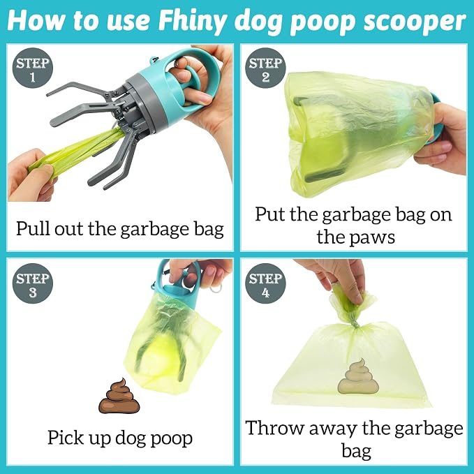 Fhiny Portable Dog Poop Scooper, No-Touch Handheld Doggy Poop Scooper Sanitary - Image 2