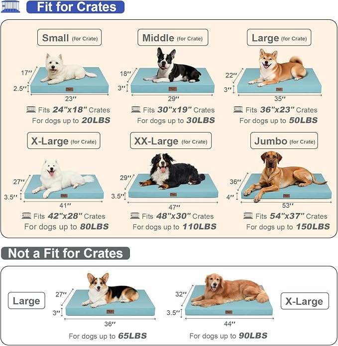 Outdoor Dog Bed for Medium Dogs, Waterproof Dog Crate Mat Orthopedic Egg Crate - Image 2