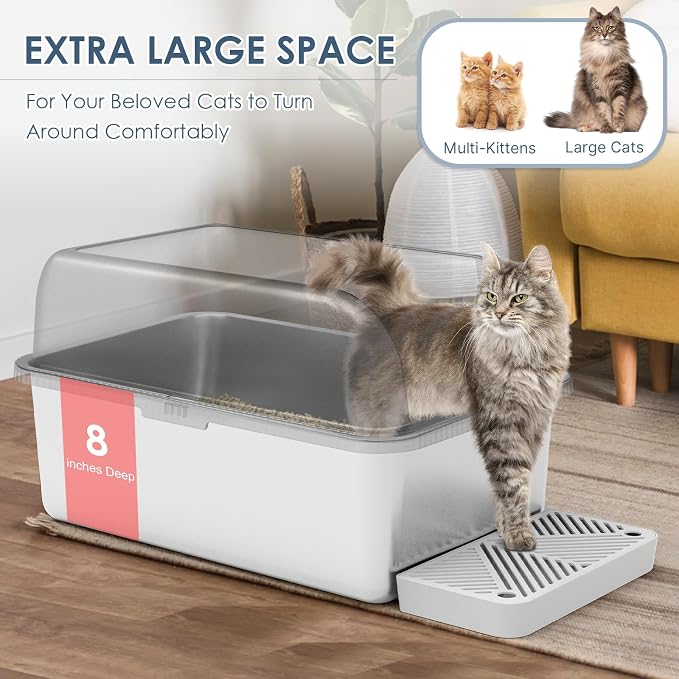 8" Deep Stainless Steel Cat Litter Box - Image 5