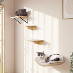 Wood Cat Wall Shelf with Soft Foam Cushion, Curved Cats Wall Bed - Image 7