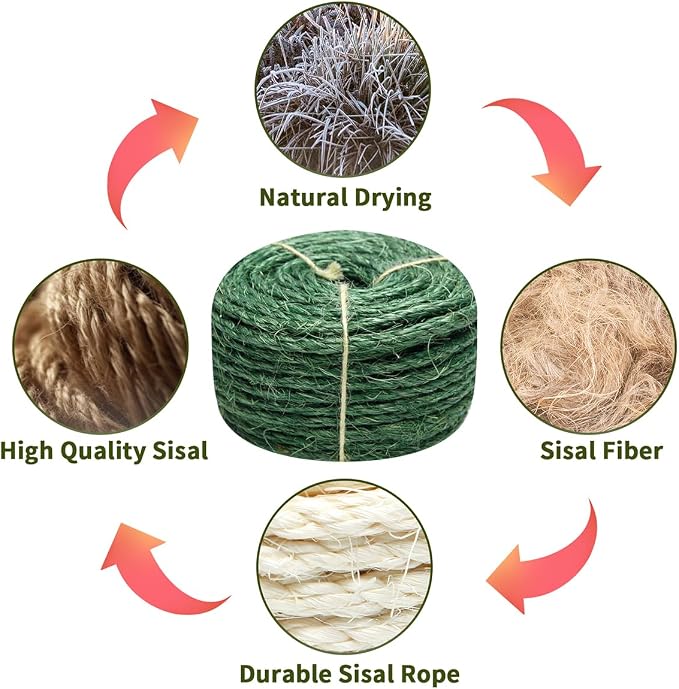 Green Sisal Rope 1/4 Inch by 65-Feet - Image 4