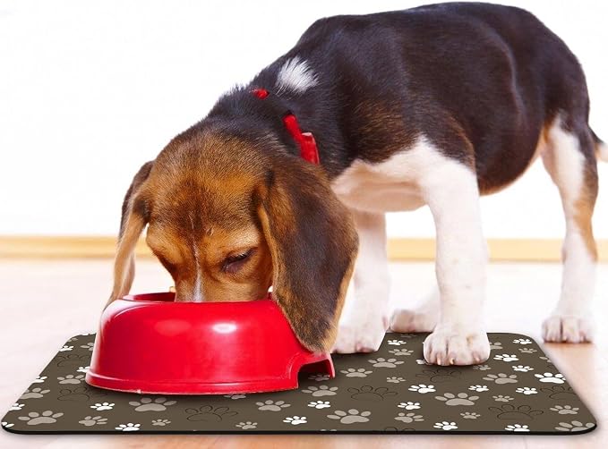 Dog Food Mat, Absorbent Water Bowl Mats Cat Pet Feeding Placemats Brown 17 * 30 - Image 6