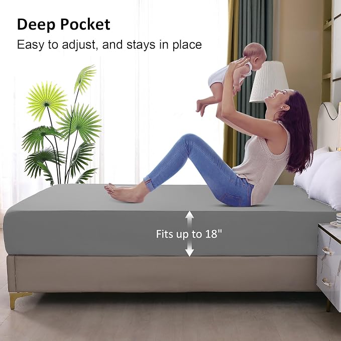 Waterproof Mattress Protector Queen, Fitted Sheet Style Breathable Mattress - Image 4