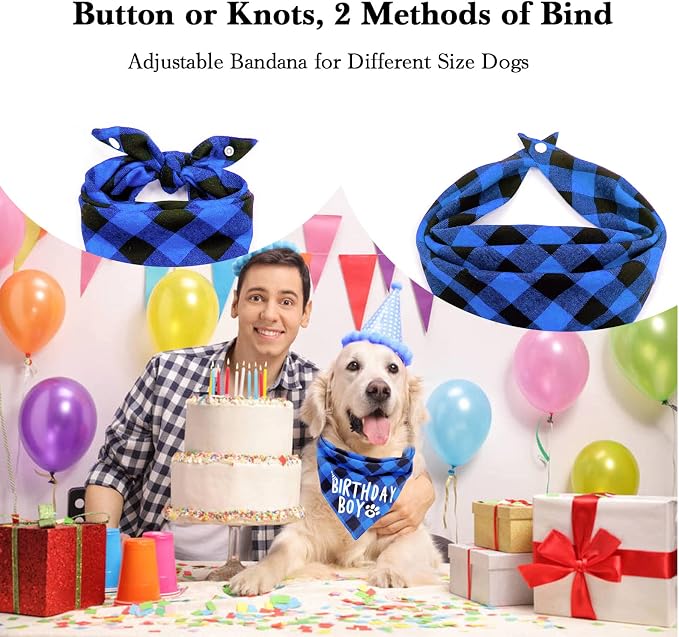 AnF Birthday Plaid Dog Bandana and Triangle Dog Scarf - Image 2