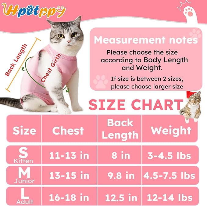 Cat Recovery Suit for Spay Abdominal Wounds, Kitten Onesie Bodysuit for Cats - Image 2