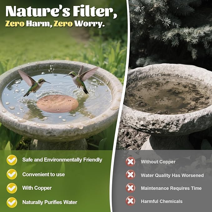 NNG 1 Pack Bird Bath Copper Disk, 1mm Thick Reinforced 99.9% Pure Copper Bird - Image 2