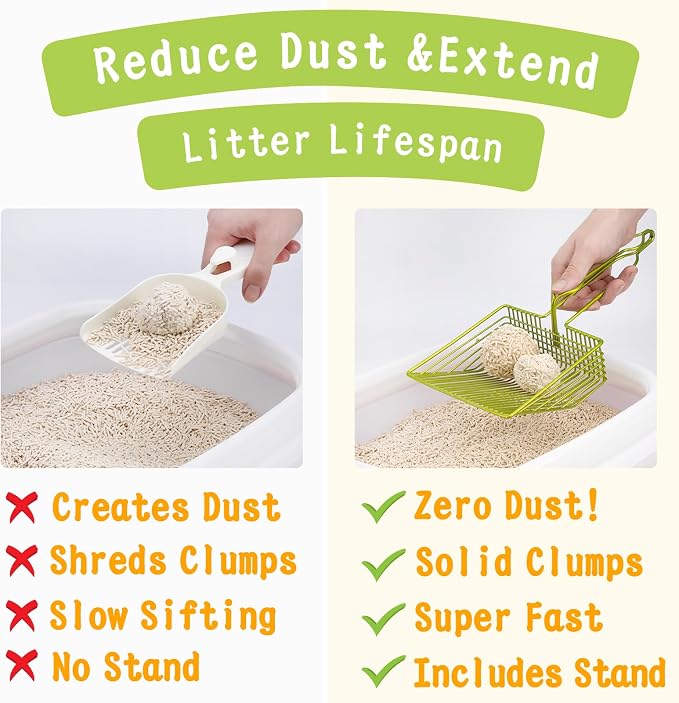 DHXYZZB Cat Litter Scoop with Holder, Metal Cat Litter Scoop Deep Shovel Kitty - Image 3