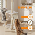 Large Cat Tree 63 Inch, Sisal Scratching Posts Board and Hammock, Pet Play House - Image 4