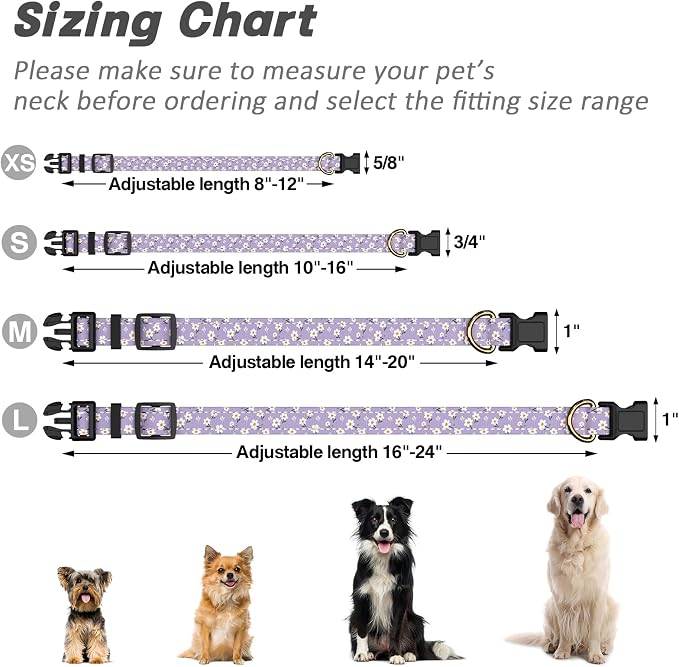 Reflective Dog Collar for Small Dogs, Cute Flower Theme Adjustable Heavy-Duty - Image 7