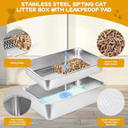 23.6''x15.7''x6'' Stainless Steel Sifting Litter Box, XL Large Metal Sifting - Image 4