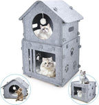 2-Storey Detachable Cat House for Indoor Cats Bed, Covered Beds & Furniture by Home
