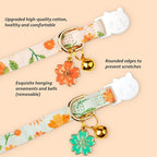 2 Pack Cotton Breakaway Cat Collar Beige and Green Flowers Pendant Cute Kitten - Image 2