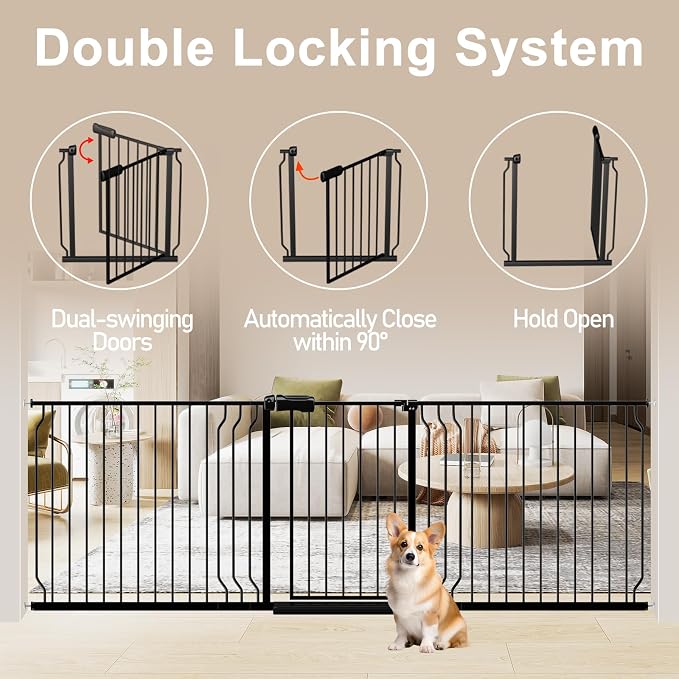WAOWAO Baby Gate 29.13-43.3" Extra Wide Pressure Mounted Walk Through Swing - Image 5