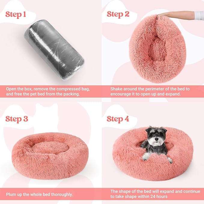 rabbitgoo Dog Bed for Small, 24 inches Machine Washable, Fluffy Donut Pet Bed - Image 9
