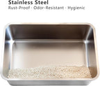 2-Pack XXL Stainless Steel Cat Litter Boxes, Includes Catnip Fish Toy & Wand - Image 3