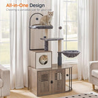 HOOBRO Cat Tree with Litter Box Enclosure, Arched All-in-One 31.5" Cat Tower - Image 3
