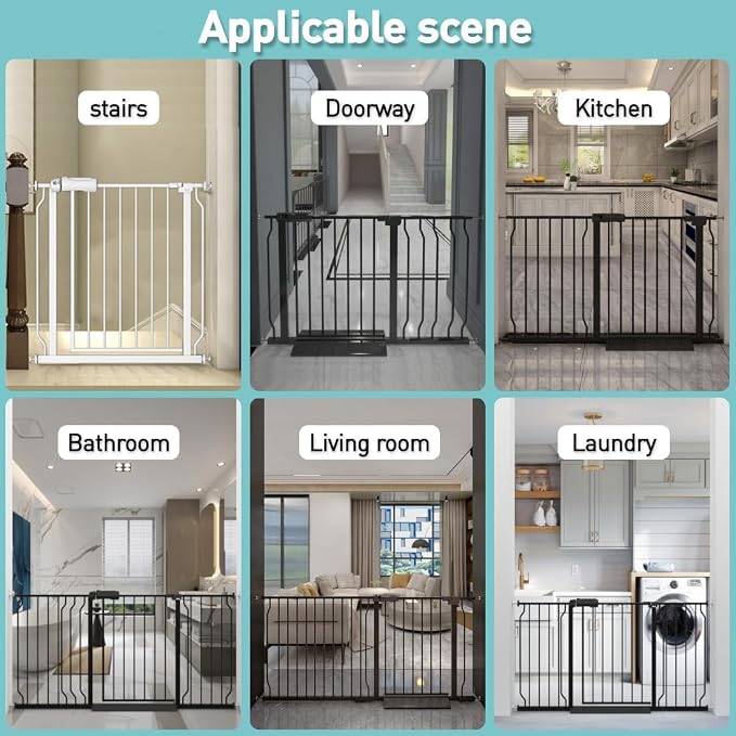 WAOWAO Baby Gate 66.93-71.61" Extra Wide Pressure Mounted Walk Through Swing - Image 5