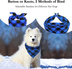 Christmas Plaid Bandana with Button, Fall Dual Layer Soft Cotton Triangle Dog - Image 2