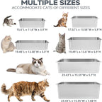 Kirecoo Stainless Steel Cat Litter Box XXL- Metal High Sided Cat Pan, Large - Image 7