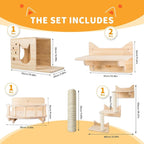 Cat Wall Shelves for Large Cats – 9-Piece Wooden Wall-Mounted Cat Shelves Set - Image 2