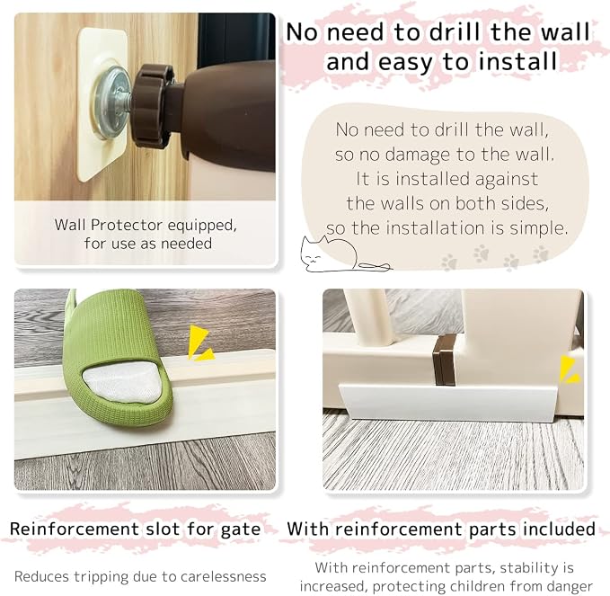 Lumizone Extra Tall Pet Gate 55.12" High Pressure Mounted 38.39"-59.24" Extra - Image 6