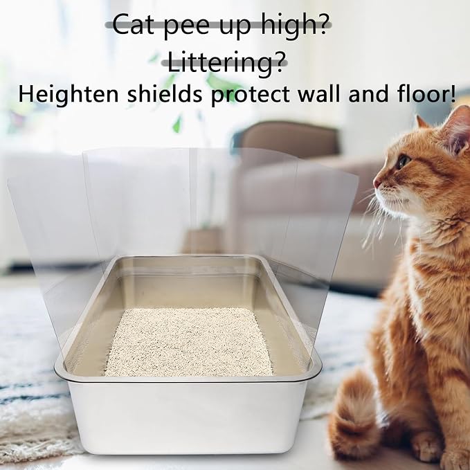 3PCS Cat Litter Box Pee Shields, Transparent Easy Clean Splash Guard - Image 6