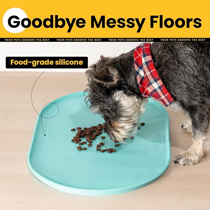Dog Food Mat, 1/2 Inch Raised Edges Cat Feeding Mat - Image 5