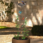 SUNNYPARK Bird Bath with Trellis Outdoor, Antique Garden Iron Trellis with - Image 6