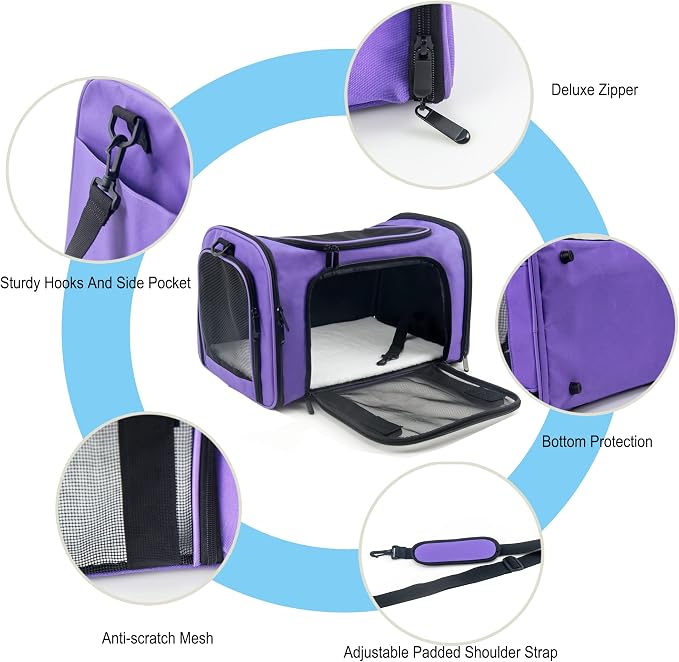 Soft Sided Carrier for Small Medium Cats Dogs, Removable Pad Collapsible Travel - Image 3