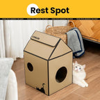 Cardboard Cat House with Scratch Pad & Catnip, Cat Play Scratching House - Image 4