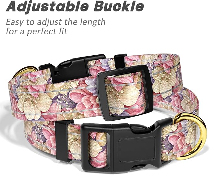 Reflective Dog Collar for Large Dogs, Cute Flower Theme Adjustable Heavy-Duty - Image 6