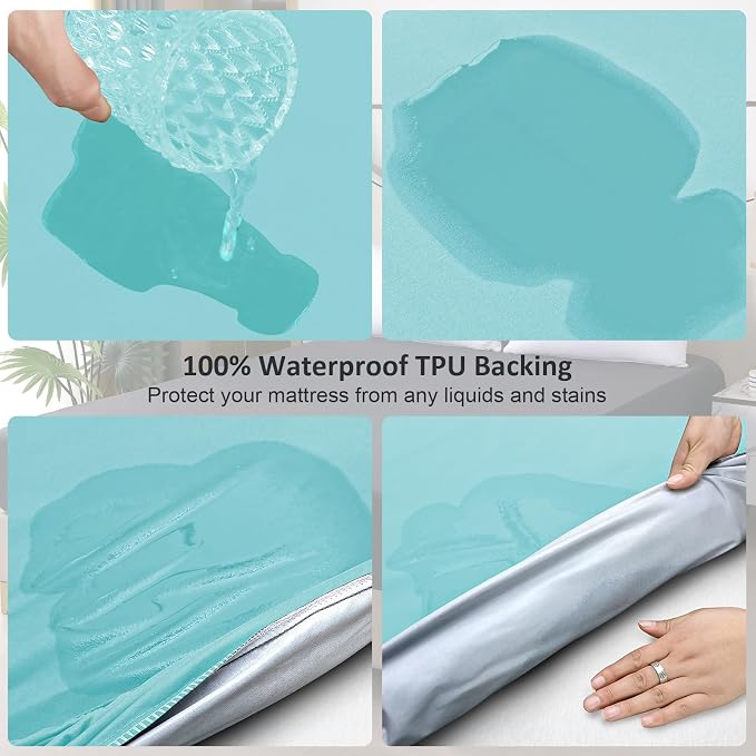 Waterproof Mattress Protector King, Fitted Sheet Style Breathable Mattress Cover - Image 3
